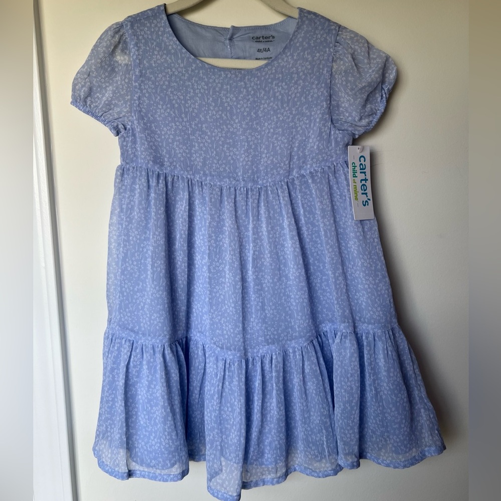 NWT Carter's Blue Ditsy Floral Dress - Toddler Girl 4T